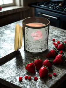 Vanilla Berry Bliss by Euphoric Vibes LLC | Strawberries & Cream Soy-Beeswax Candle Scented amazing  candles