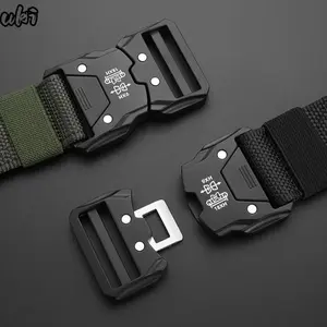 Men's Tactical Belt - Durable Stretchy Nylon Braid, Quick-Release Metal Adjustment Frame Buckle, Adjustable Protective Gear - Adjustable Fit for Outdoor Hunting, Sports - Stylish Men's Accessory Gift