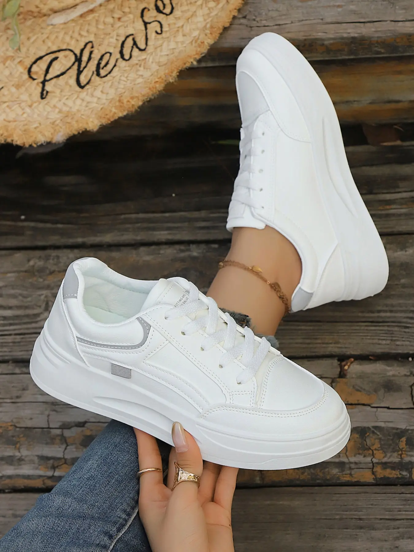 Women's Spring & Fall Casual Sneakers, Casual Trainers, Trainer, Lace-Up Flat Shoes, Walking Shoes, Anti-Slip Comfortable Footwear, Colorblock Design, Wide Fit Suggestion