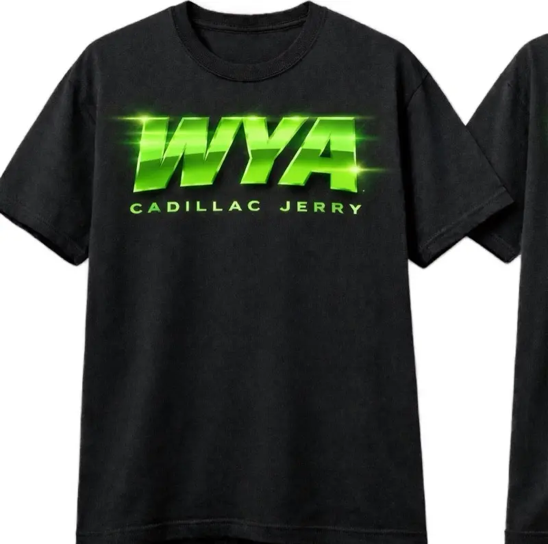 Wya CadillacJerry Collection 2 Green Black T-Shirt with Bold Logo Design graphic tee