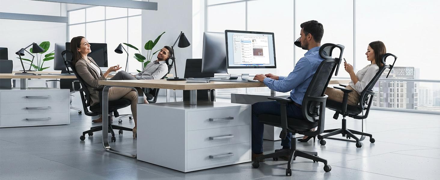 ErgoSift M1 Ergonomic Mesh Office Chair - Black Mesh, PU Leather, Plastic & Stainless Steel Parts, Adjustable Headrest, 3D Armrests, Lumbar Support, Seat Slide, 330 lb Capacity, Good Posture, Durable, Assembly Required, Home Office Use
