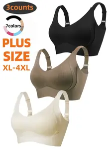 3-Pack Plus Size Comfortable Seamless Bras, Sizes 1XL-4XL, Designed for Women, Wire-Free Push-Up Style, Suitable for Daily Wear, Maximum Comfort Underwear, Wireless Seamless Bra