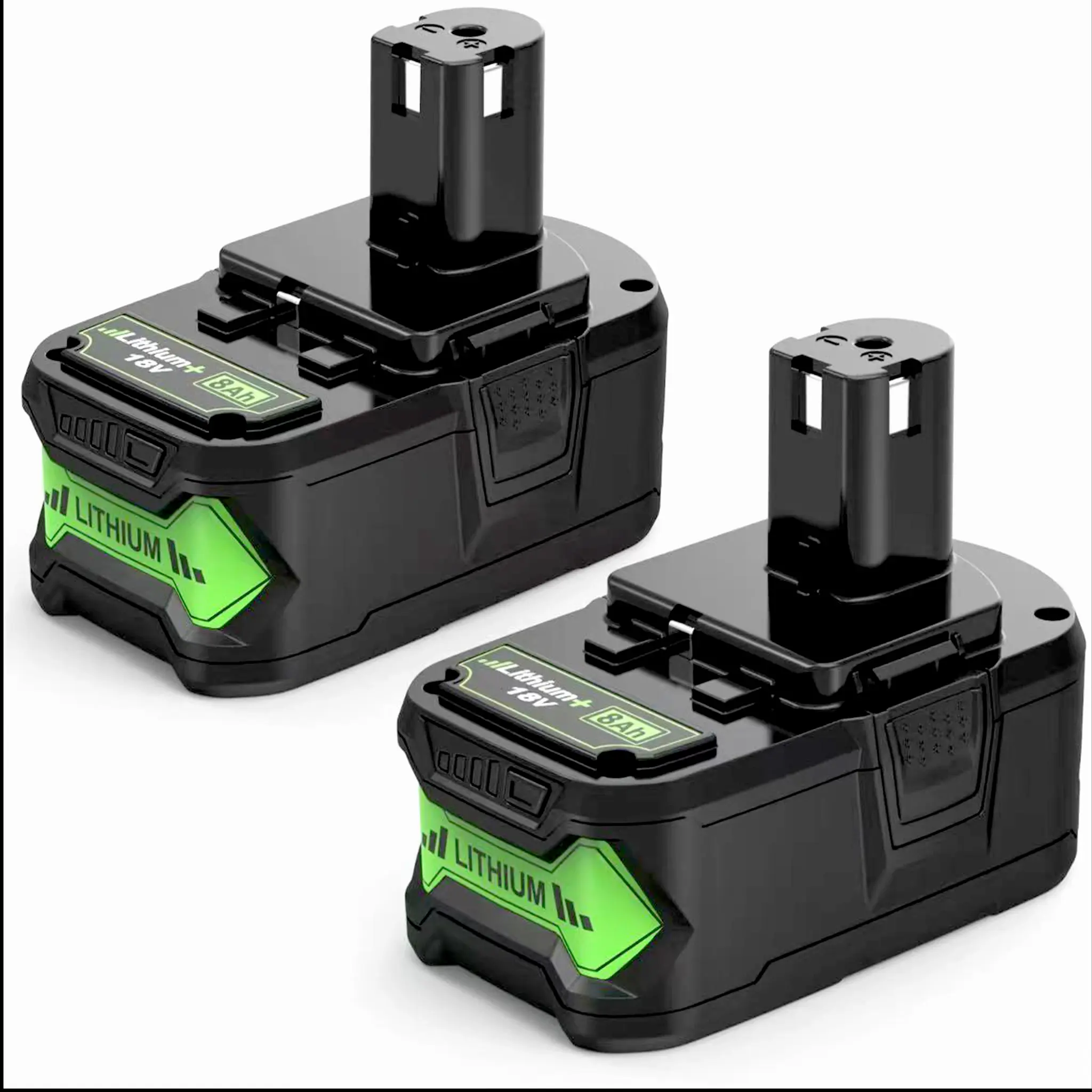 2 Pack 8000MAh Replacement Ryobi 18V Batteries with Indicator Light for Li-lon MAX P102 P103 P104 P105 P107 P109 P108 P122 Series Power Tools