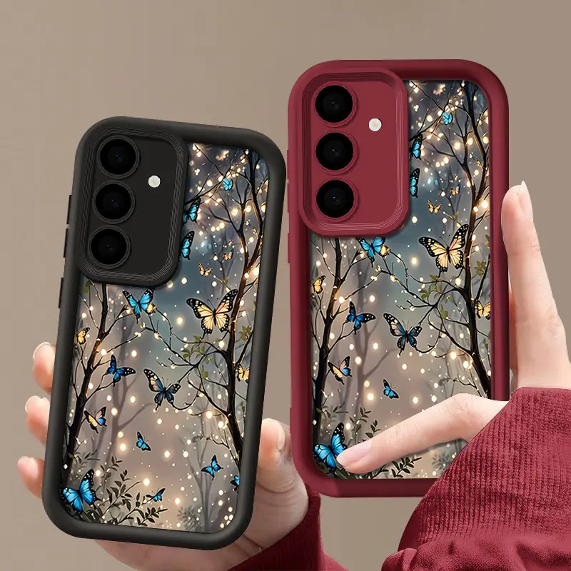 Butterfly Print Dreamy Silicone Smartphone Case - Shockproof, Anti-Drop, Anti-Fingerprint Accessory for Samsung Galaxy S26 S25 S24 S23 S22 S21 FE Plus Ultra A13 A14 A15 A16 A17 A33 A34 A35 A36 A52 A53 A54 Note20, Multi-Model