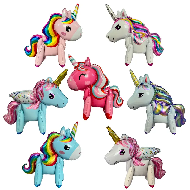 Walking Unicorn Balloon Set Jumbo Foil Party Decor 7 Piece Set for Unicorn Lovers 23x24 Inches Easy Assembly Kids Love Them