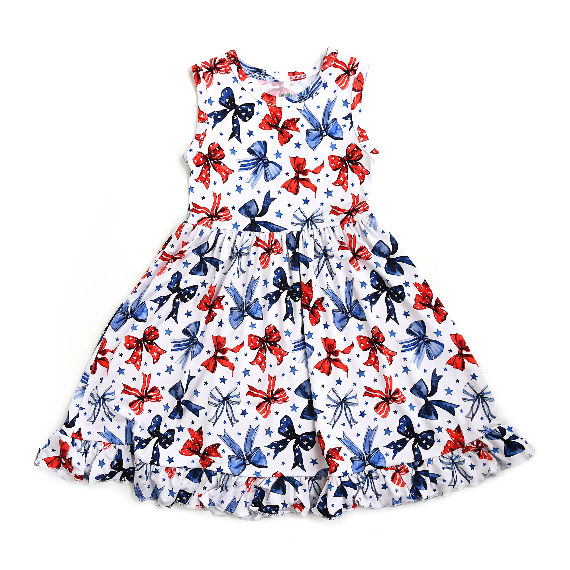 Eleanor Bows TANK TWIRL DRESS Bamboo 4th of july toddler girls clothes gigi and max