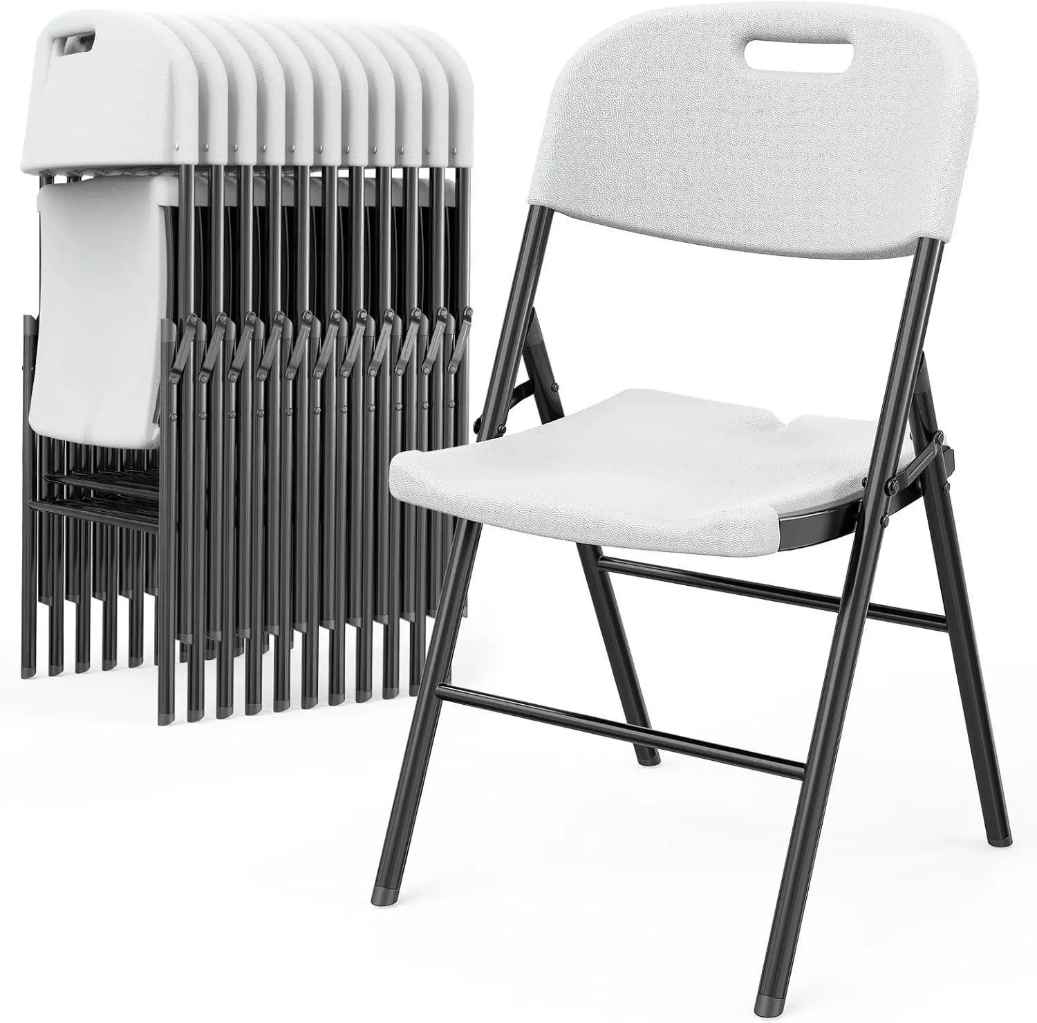 【Summervibes】Ubesgoo 4/6/10 Pack Heavy-Duty Foldable Chairs HDPE Plastic Seats with Steel Frame for Indoor Outdoor Dining Parties Weddings Schools 350lbs Capacity