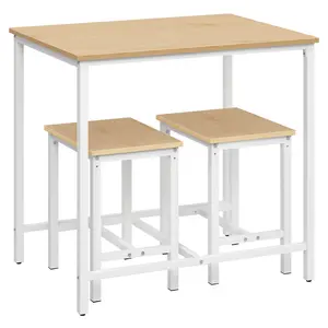 HOOBRO Wooden-like Dinning Table Set, 3-Piece Industrial Kitchen Table Set, Space Saving Dinette for Kitchen, Dining Room, Small Space, Breakfast Nook, Living Room, Party, Natural and White#springtok#SpringSale #BigSpringSale