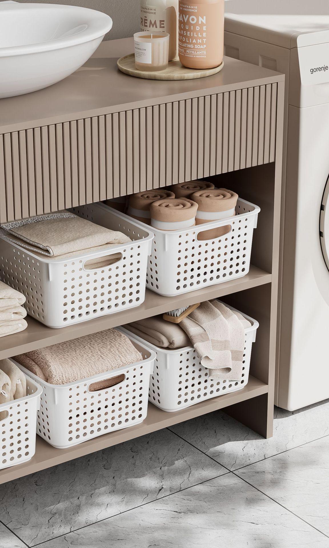 3Pcs Aestheti Nesting Storage Bins Minimalist Cream Series Organizer Set Perfect for Clothes, Toys & Kitchen Home Essentials