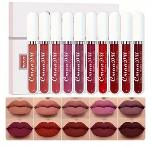 10 Pcs Matte Lipstick Cosmetic Long Lasting Waterproof Lip Glaze Nonstick Easy To Apply Long Lasting Lipgloss Suitable For Beginners Beauty Makeup