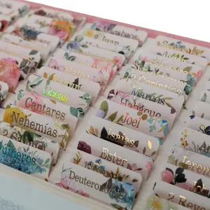 Spanish Laminated Bible Tabs for Women and Men(Gold Foil Embossed Lettering) Pestañas de la Biblias, 80 Reposition Large Print tabs, Easy to Read and Apply (Floral Theme)