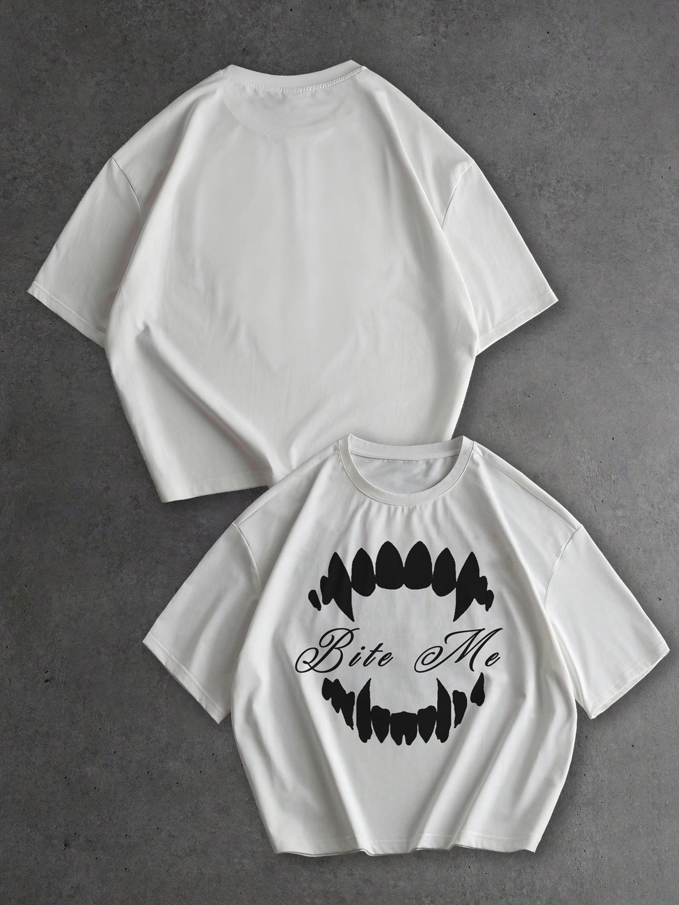 3-pack unisex; new men’s summer T-shirt; trendy design featuring a retro sunset palm tree graphic, shark mouth print, and letter slogan; black/white soft short-sleeve streetwear style—perfect for summer wear.