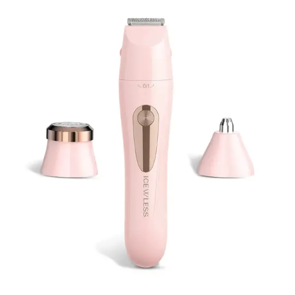 Women's 3-in-1 Cordless Electric Trimmer & Shaver, Rechargeable Hair Removal Tool with 3 Precision Heads for Face, Body & Nose, Portable Personal Grooming Device