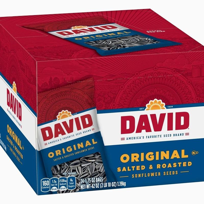 DAVID Sunflower Seeds, Original Flavor, 1.75 oz. (Pack of 24)