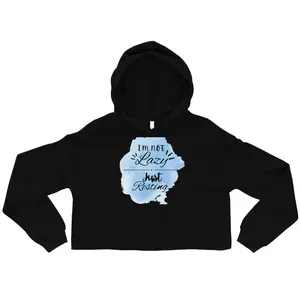 Crop Hoodie - Trendy Raw Hem & Matching Drawstrings, 52% Airlume Combed Cotton, 48% Poly Fleece, Dropped Shoulder Cut, Comfortable & Stylish