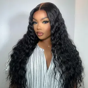 13x6 Water Wave Lace Front WigsStraight Wave Wigs Human Hair Lace Front Wig Jerry Curly Human Hair 180% Density HD Transparent Lace Frontal Wigs Pre Plucked With Baby Hair Invisible Clip-In Wavy Hair Black Wave Wigs For Beginners Women