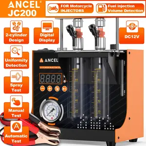 ANCEL JC200 2-Cylinder Injector Cleaner Tester Machine for Car & Motorcycles, Pressure Adjustment Built-in Air Pump 12V Auto Motocycle Tester Tools