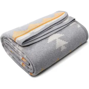 Merino  Blend Blanket - Soft Warm Thick Washable Bed Couch Outdoor Camp Travel  Blanket Throw  Weather, Morocco Grey 63" x 51"