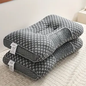 2pcs Massage Neck Pillows Adjustable Ergonomic Orthopedic Contour Support, High-Quality Pillow Core With Removable Zippered Cover, All-Season Sleeping Comfort, Neck And Shoulder Massager, Modern Pillow Design, Breathable Fabric