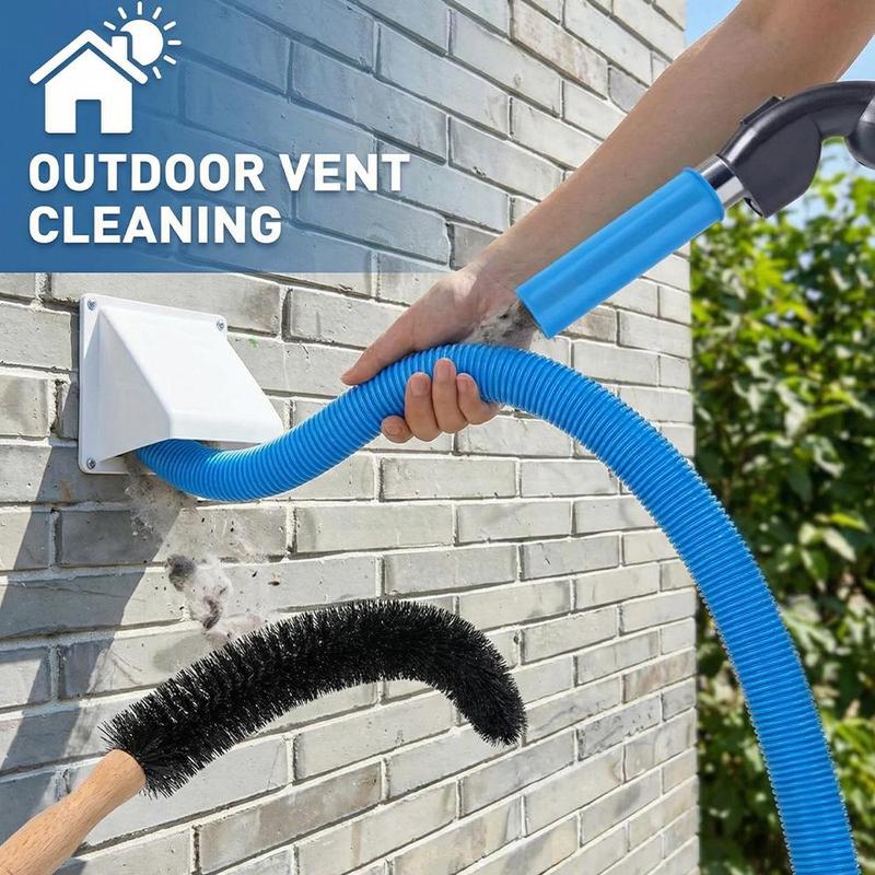 Dryer Vent Cleaner Kit Compatible with Most Vacuum Cleaner, Dryer Lint Brush and Vacuum Hose Attachment with Universal Connector, Quickly Lint Remover