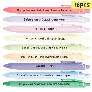 18pcs Funny Adult plastic pens set-retractable ballpoint pens with funny words, black ink, Premium Days of The Week Swear Cuss Word Pens for Office Gifts, Novelty Pens for Corworkers, Funny Teacher Pens