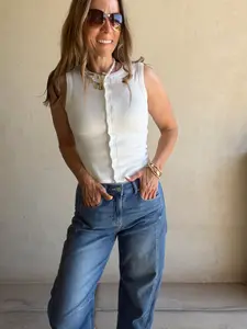 Talia Ribbed Sleeveless Tank in White