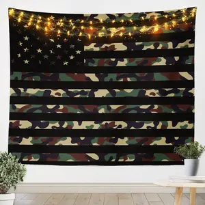 Feelyou Army Camouflage USA Flag Tapestry Wall Mural - 59W x 82L in Large Lightweight Wall Hanging, Bright Soft Vivid Colors Military Theme Home Bedroom Decor, Indoor/Outdoor Use