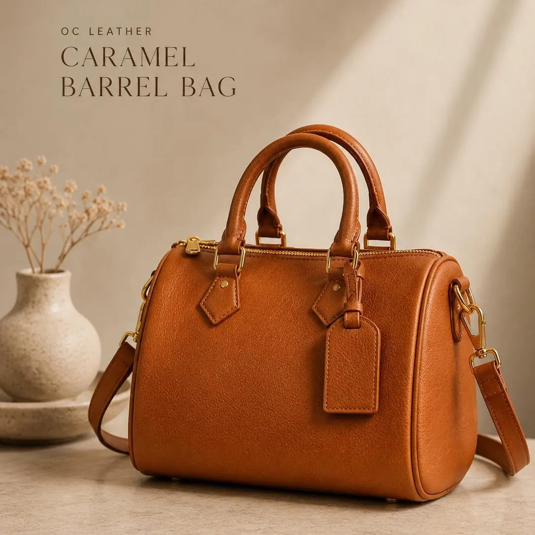 OC Compact Genuine Leather Barrel Bags
