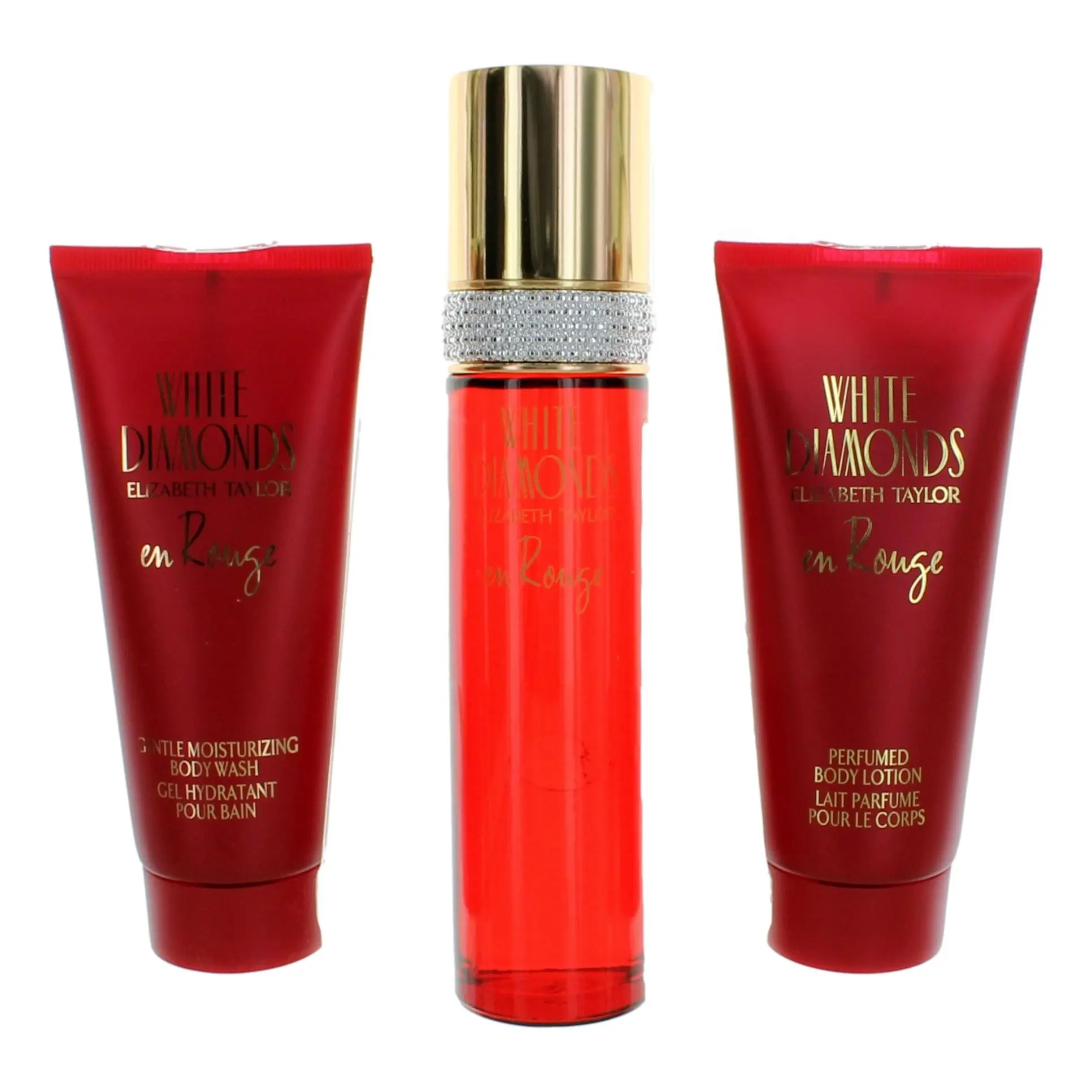 White Diamonds En Rouge by Elizabeth Taylor, 3 Piece Gift Set women, Fragrance Sets, Liquid, Spicy, Adults, Vanilla, Rose, Pink Roses Fragrance Sets, Floral
