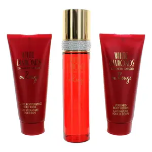 Women's White Diamonds En Rouge by Elizabeth Taylor 3-Piece Fragrance Gift Set - Scented Aroma with Jasmine, Body Care Inclusion