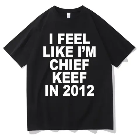Men's Oversized 2012 Chief Keef Graphic Print T-Shirt - Funny Rap Meme, Unisex Streetwear, Casual Shortsleeve Top, Halloween Hip Hop Tee