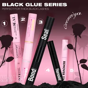 Geeneiya Black Lash Bond & Seal & Professional Remover for Lash Clusters, Long-lasting, Gentle Formula, Waterproof, Mascara Cosmetic Makeup Removal
