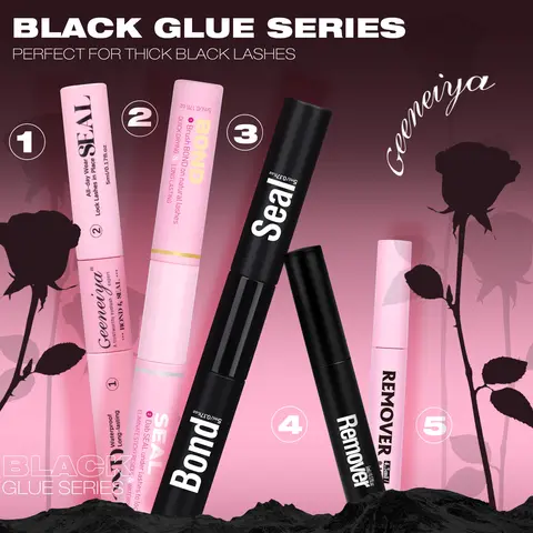 Geeneiya Lash Glue Remover Gentle Long-lasting Waterproof for Eyelash Clusters, Fast-drying Bond & Seal Kit, Soothing Makeup Removal for Sensitive Eyes