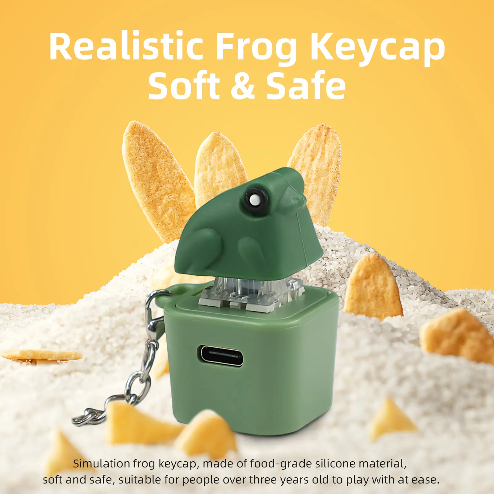 Frog Button Keychain Fidget Toy with RGB Lights – Satisfying Clicker for Stress Relief & Anxiety | Cute Sensory Toy for Kids & Adults | Easter Basket Stuffer & Mother’s Day Gift Idea