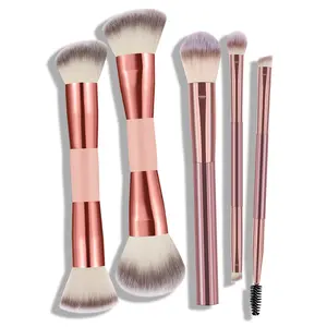 Makeup Brush Set, 5 Counts/set Double-ended Makeup Brush & Precision Multitasker Brush, Professional Makeup Tools for Beginners