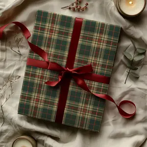 [Sale off up to 50%] Traditional Red, Green, Gold Christmas Plaid Gift Wrapping Paper Sheets - Vintage Holiday Gifting, Classic Winter, Preppy Rustic Aesthetic