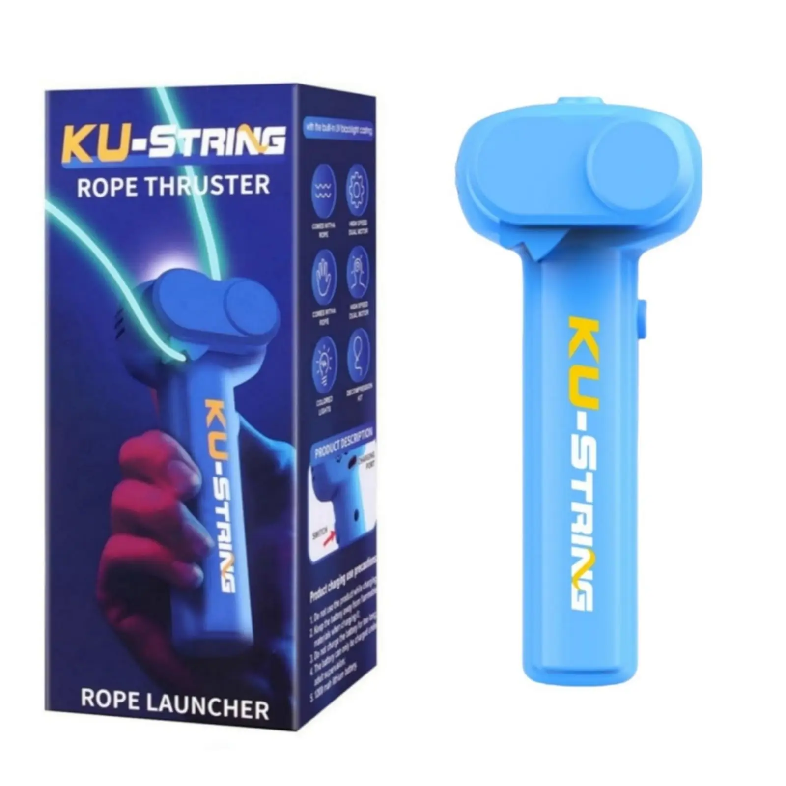 Glow in The Dark Rope Launcher Propeller.Hand held Novelty Fun Pressure Reducer.Glow in The Dark Rope Game Shooter String Toy.Birthday Christmas Ideal Gift