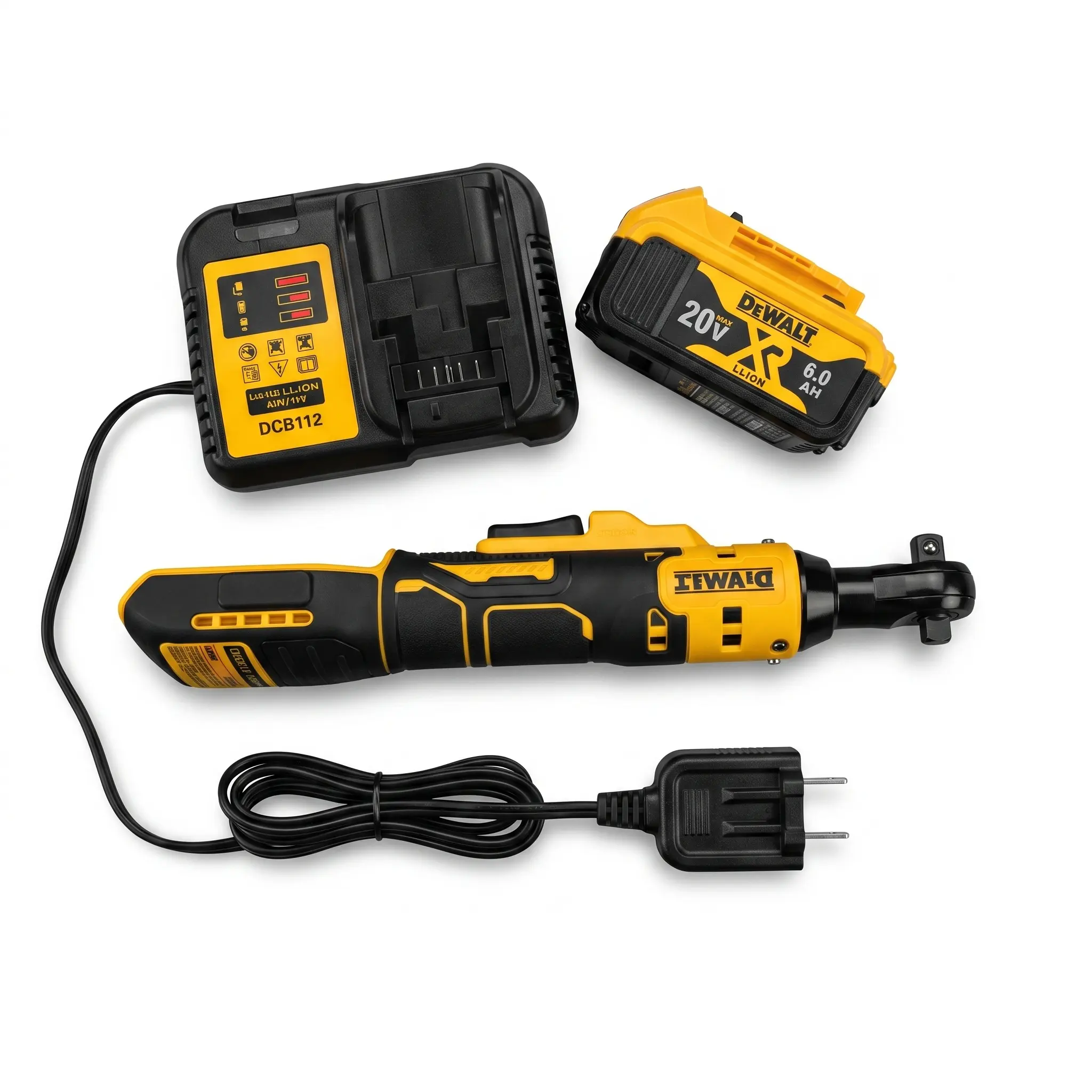 DEWALT DCF512 Lithium-Ion Powered Ratchet Tool with Batteries, Oil-Resistant Nylon Housing, Anti-Slip Ergo Grip Handle, Stable Brushless Motor Torque Output for Furniture Frame Installation & Assembly Tasks, Li-Ion Power