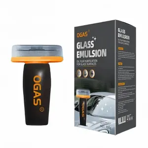 Car Glass Oil Film Eraser Kit Professional Cleaning Emulsion &Applicator Sponge Ultimate Clear Vision Solution for RainRepellent Bonding- All-in-One Pro