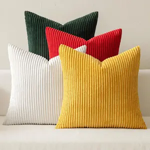 Pack of 4 Red-Green Cory Decorative Throw Pillow Covers 16x16 Inch Soft Boho Striped Pillow Covers Modern Farmhou Home Decor for Winter Sofa Living Room Couch Bed