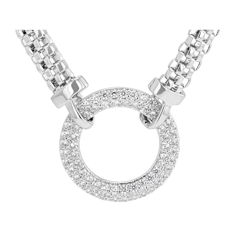 JTV White Cubic Zirconia Rhodium Over Brass Necklace 0.79ctw