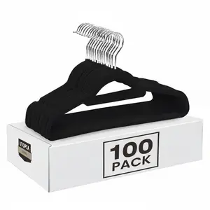 Utopia Home Velvet Hangers 50 & 100 Pack - Premium Non-Slip Clothes Hangers - Black, 360° Rotating Hook, Heavy Duty for Coats, Jackets & Dresses Hanging Sturdy