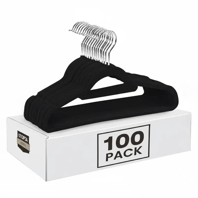 Utopia Home Chic Velvet Hangers - Slim ABS Construction Closet Organizer, Ultra-Grip Non-Slip Velvet Touch Grip, 360° Swivel Hook Heavy-Duty 360° Hangers & Pegs, for Dresses & Outerwear, Maximize Wardrobe Space, Soft Finish, Home Supplies