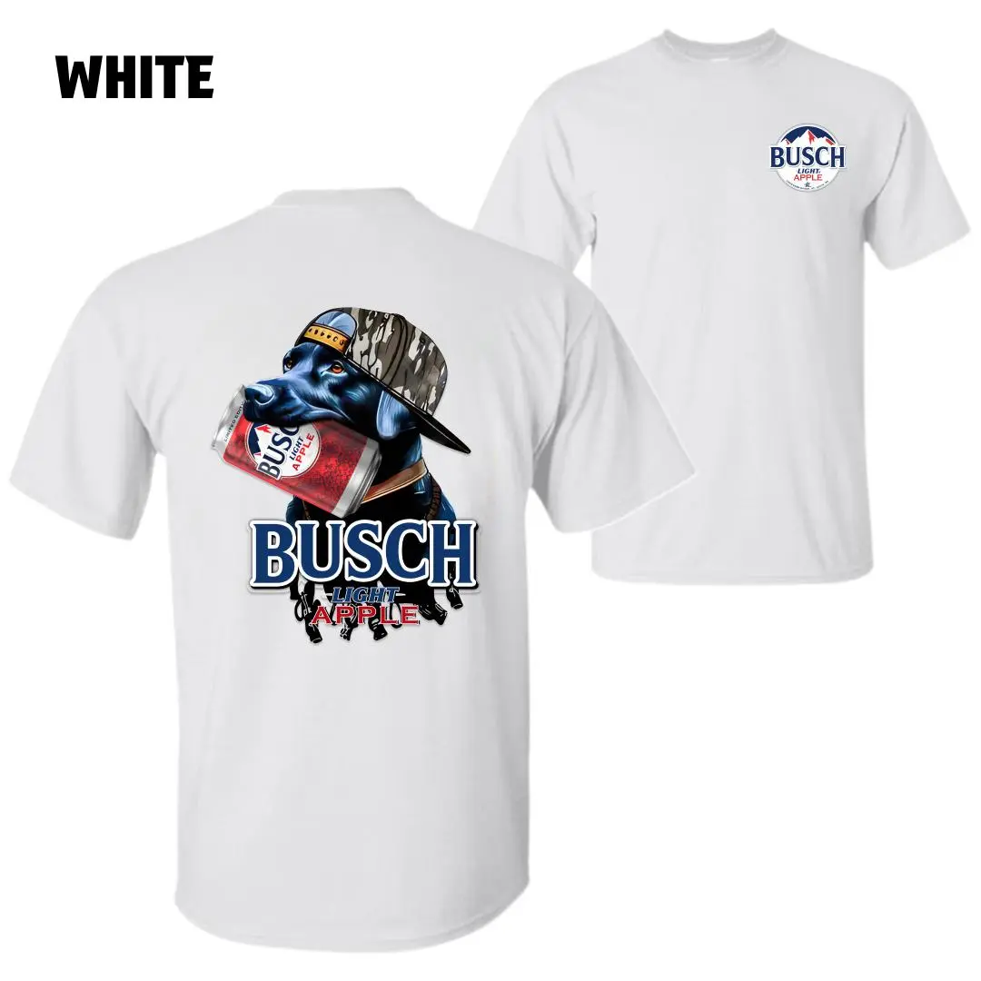 Busch Light Apple T-Shirt – Busch Light Apple Dog with Camo Hat and Beer Can, Perfect for Beer Lovers Dog Fans Birthdays Father’s Day, Unisex T-Shirt for Men and Women