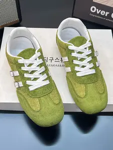 Women's Colorblock Training Shoes, Vintage Lace-Up Round Toe Flats, Height-Boosting Casual Sneakers, Versatile Comfort Footwear