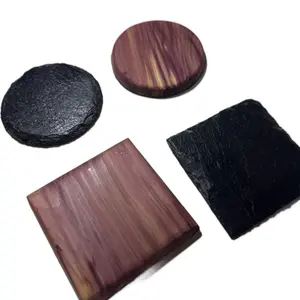 Cedar+Slate Coaster Set - Includes Round and Square Coasters in Wood and Slate Designs