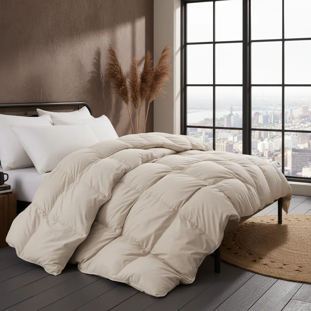 PEACENEST Queen Natural Goose Down Feather Fiber Comforter Set - Ultra-Soft Heavyweight Winter Duvet, Soft Warm Bedding for Cozy Deep Sleep