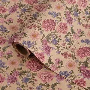 Floral Wrapping Paper Roll 17 in x 16.5 ft Mini Roll  Wildflower  Flower  Wrap Paper for Girls Women  Occasion Wedding Birthday Bridal Shower Party Wrapping Supplies
