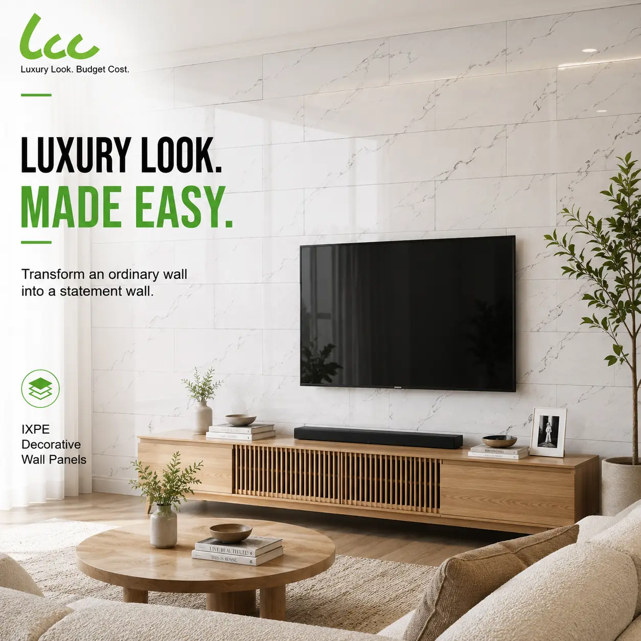 LCC IXPE Foam Decorative Accent Wall Peel and Stick Panels - Lightweight DIY Marble-Look Interior Wall Decor for Bedroom, Kitchen/Bath (Not Real Marble)