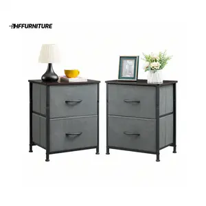 New 2024  Small Dresser Drawers Set of 2 Nightstands Bedside Table with Removable Fabric Bins for Bedroom Office Laundry Closet Entryway Hallway Nursery Room Cloakroom Decor